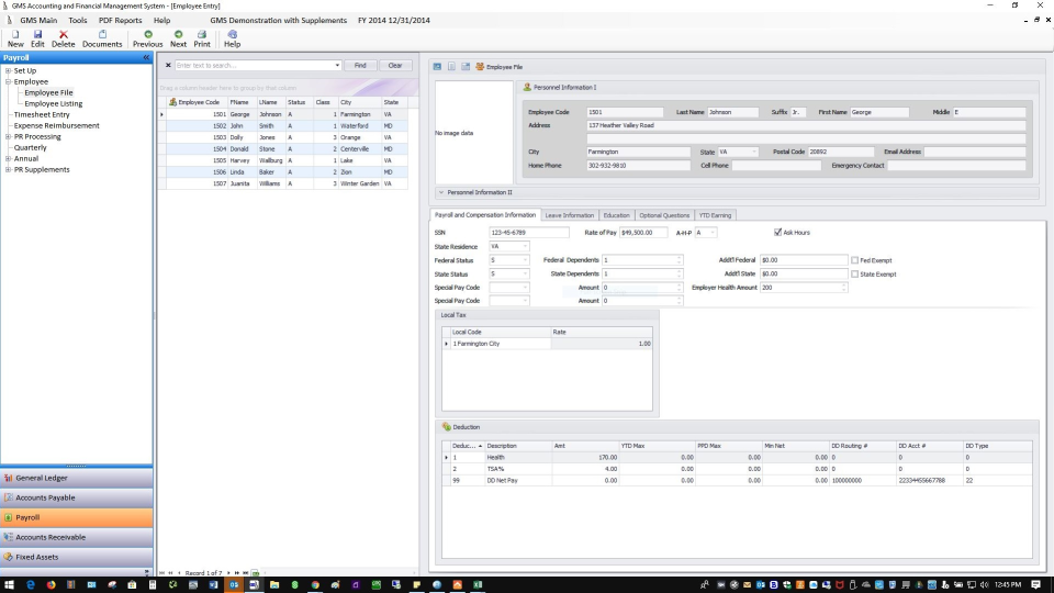 screenshot of GMS Accounting and Financial Management Reporting System